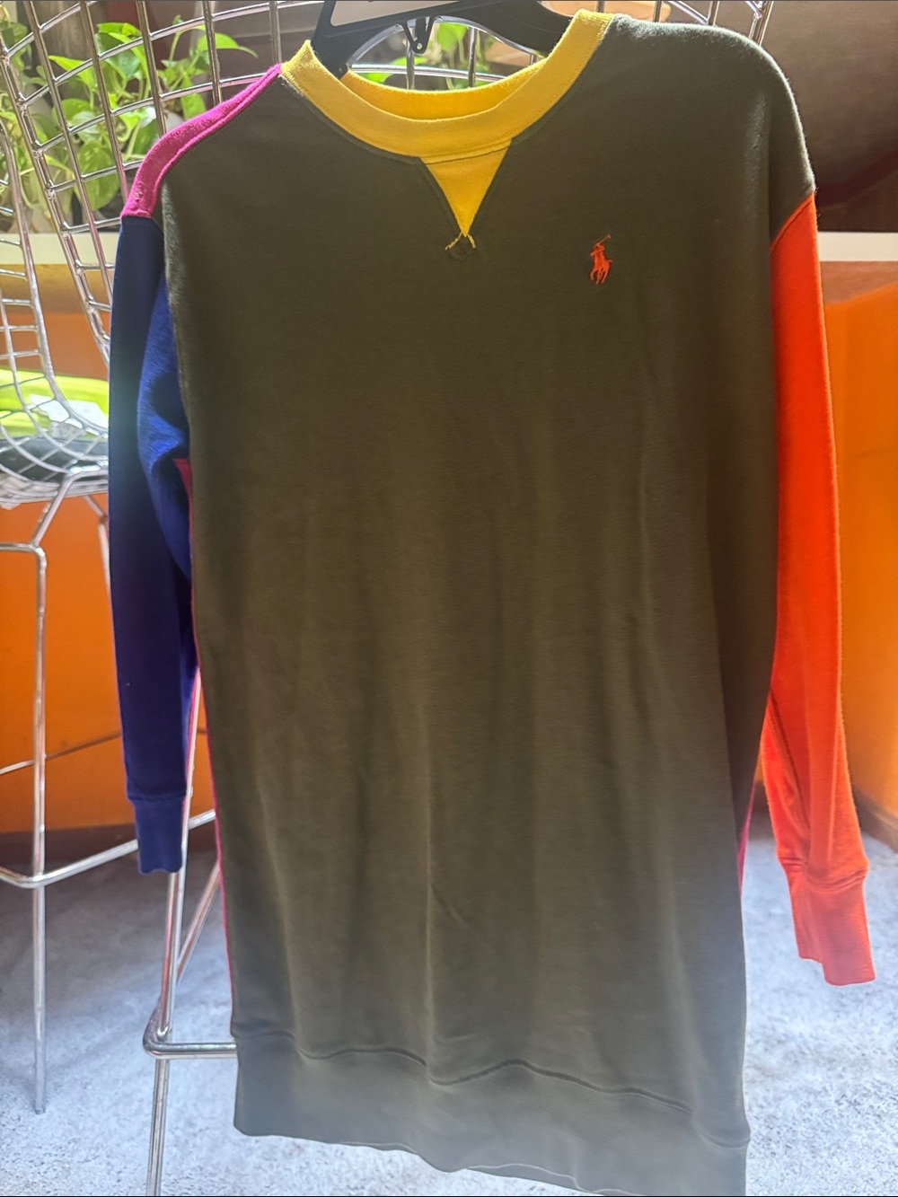 Polo by Ralph Lauren Olive Crewneck with Colorblock Sleeves, COLORFULLY CUTE!